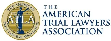 Logo of the American Trial Lawyers Association, featuring a gold seal with Lady Justice and the acronym ATLA beside the association’s full name in blue text.