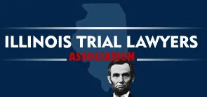 Illinois Trial Lawyers Association logo with an outline of Illinois and an illustration of Abraham Lincoln in the foreground.
